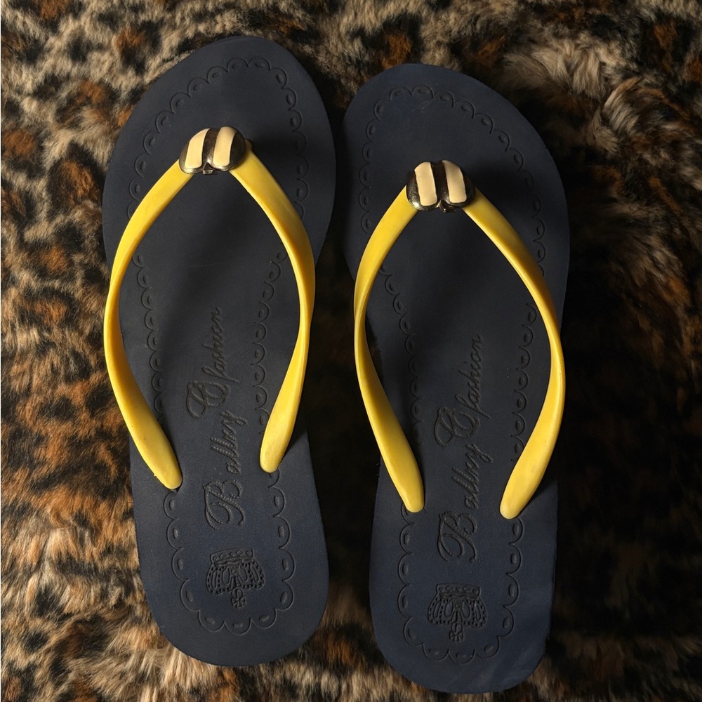 Betsey Johnson Black Sandals with Yellow Straps